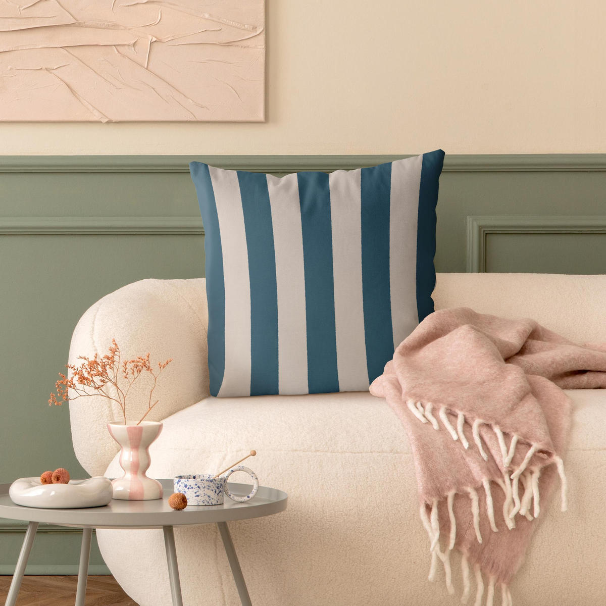 KISSENBEZUG Ocean Blue Große Streifen 50/50 cm - Blau, Textil (50/50cm) - Bilderwelten