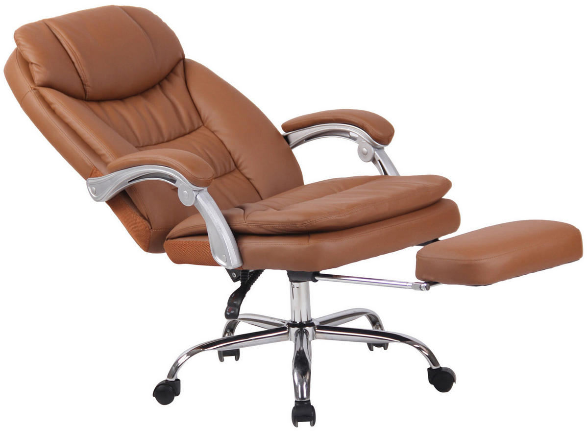 BÜROSTUHL XL Troja, Kunstleder Hellbraun - Hellbraun, Textil/Metall (67/122/67cm) - TPFLiving