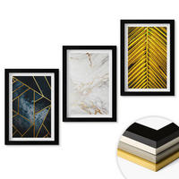 WANDBILDER 3er-Set - 20x30 cm Schwarzer Rahmen - Geometrische Muster und Vegetation - Schwarz, Kunststoff (20/30cm) - ArtPrintCave