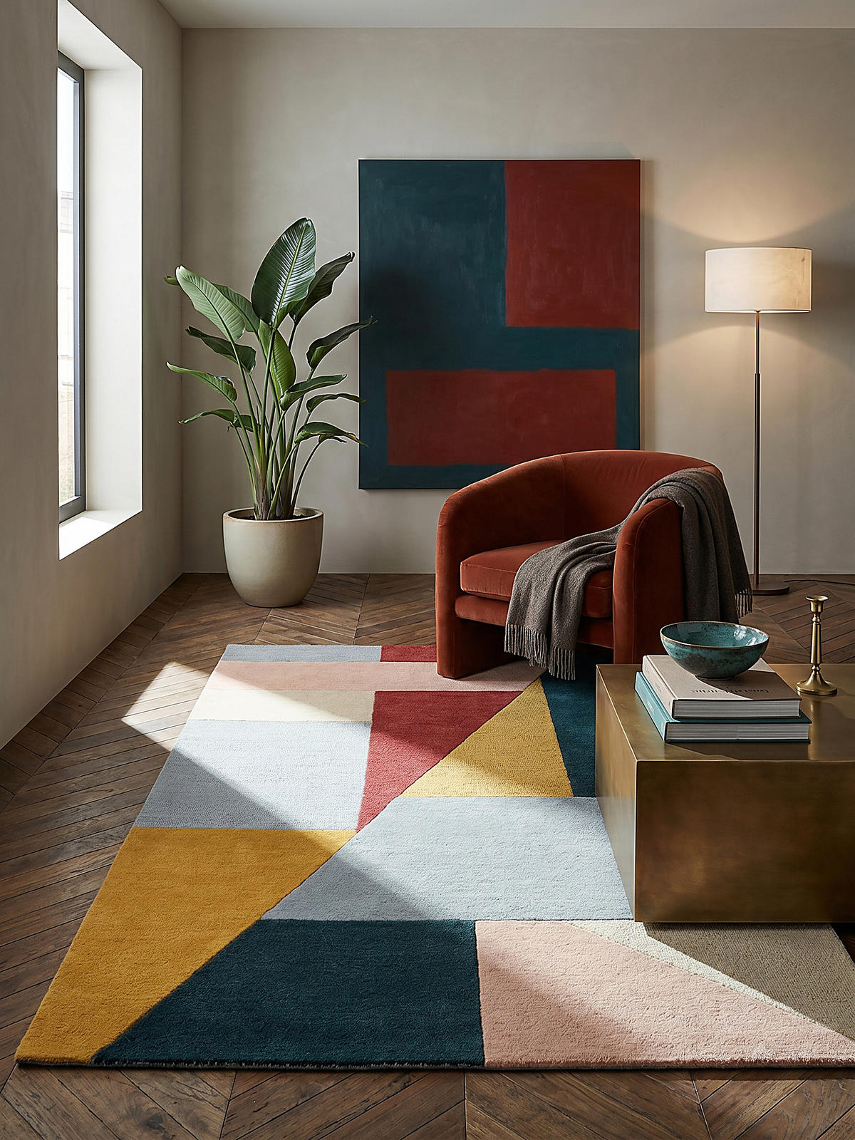 WOLLTEPPICH DEBEN, geometrisch, Kontrast-Bunt, 160 x 230 cm - Multicolor, Textil (230/160cm) - KADIMA DESIGN