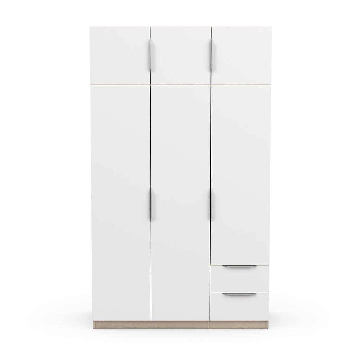 KLEIDERSCHRANK 6 Türen und 2 Schubladen Ghost - L119,4 cm - Weiß/Sonoma Eiche, Holz (119/203/51cm) - Demeyere