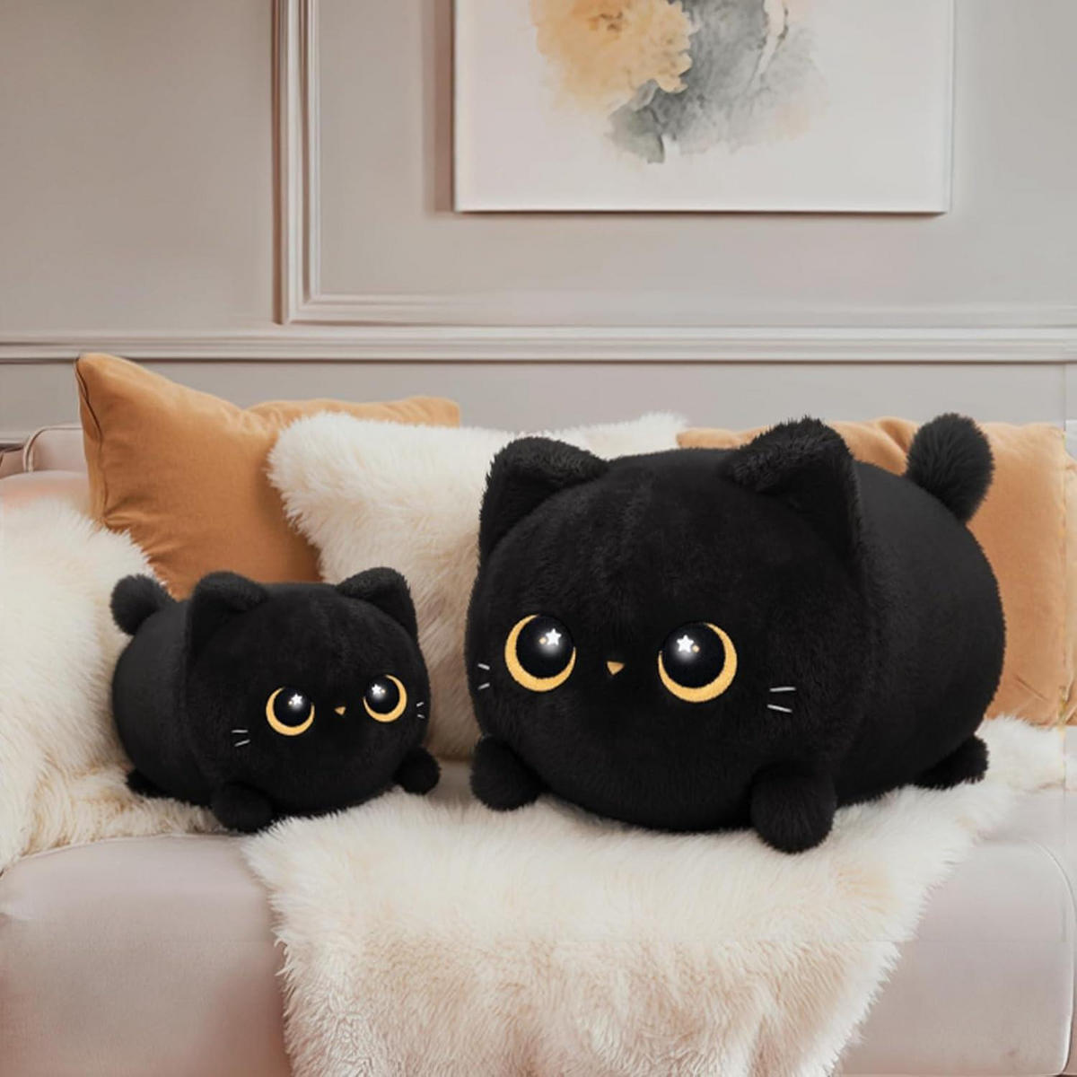 PLÜSCHTIER Schwarze Katze 40 cm - Schwarz, Textil (22/26cm)