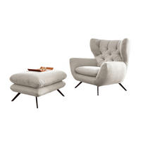 SESSEL CHARME Cremeweiß - Creme/Schwarz, Textil/Metall (100/106/95cm) - KAWOLA