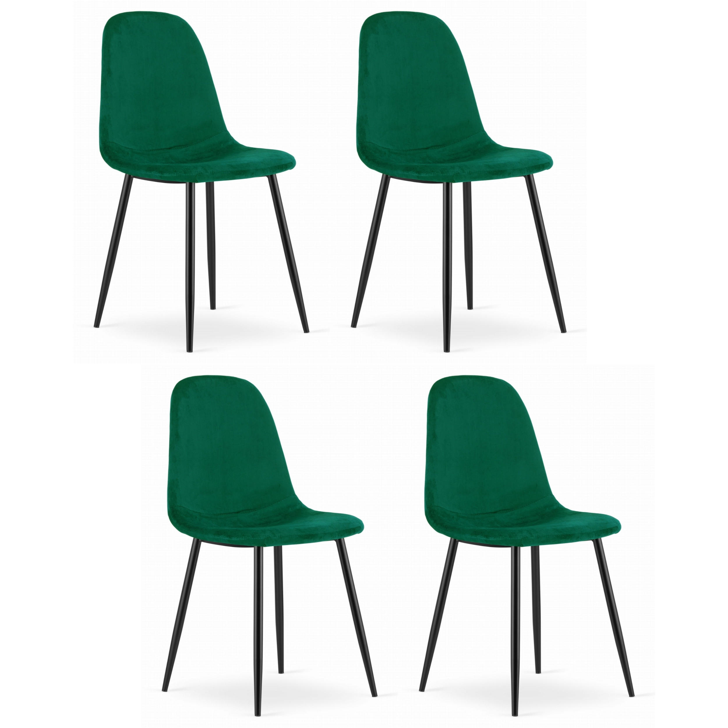 STUHL VERNAZZA 4-er Set, Grün Samtstoff - Grün, Textil/Metall (45/88/51cm) - Komodee