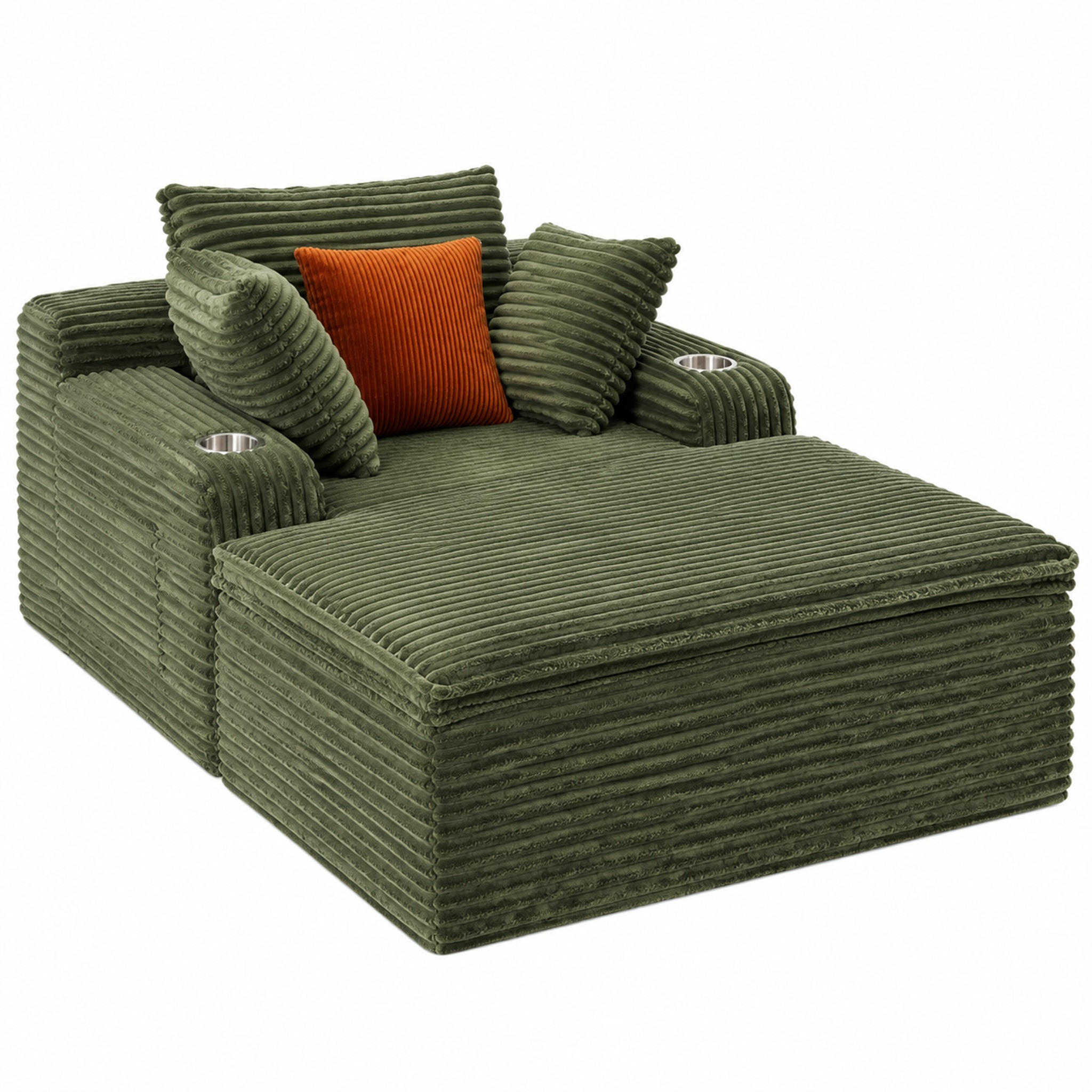 SOFA mit Chaiselongue Grün Cord - Grün, Kunststoff (112/63/165cm) - Meubliv