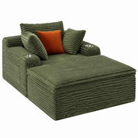 SOFA mit Chaiselongue Grün Cord - Grün, Kunststoff (112/63/165cm) - Meubliv