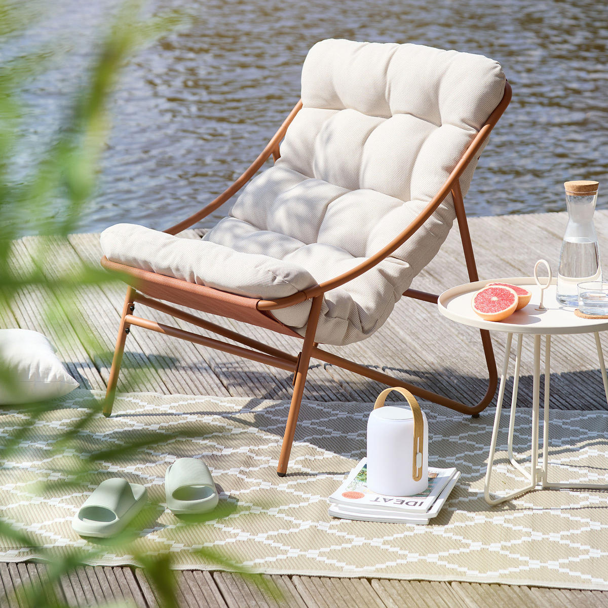 SESSEL Cozy Town mit Kissen - Stahl/PVC/Polyester - Grün - Hellbraun, Kunststoff/Metall (85/95/66cm) - Butlers