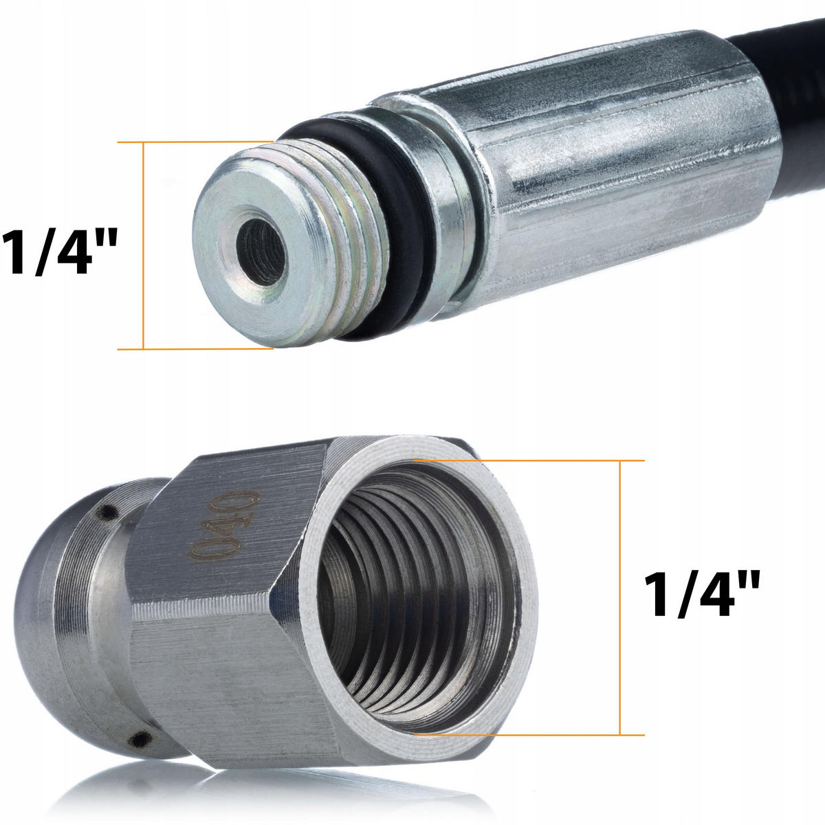 SCHLAUCH HydroClean DuoJet 15M Rohrreinigung Set, 15 m, 155 bar, max. 529 bar, M22/1/4" NPT, 2 Düsen - Multicolor, Kunststoff/Metall (23/7/23cm)