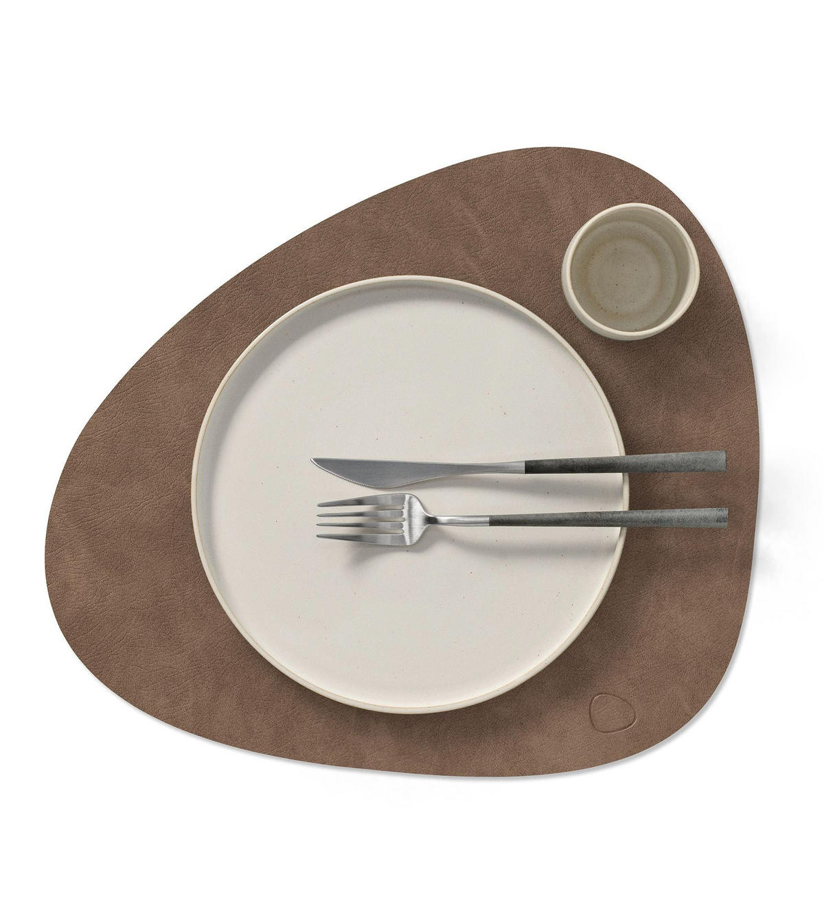 PLATZSET TISCHSETS Nupo - Leder - Braun / Sand - doppelseitig - Curved - 44 x 37 cm - 2 Stück - Terracotta, Leder (44/37/2cm) - LIND DNA