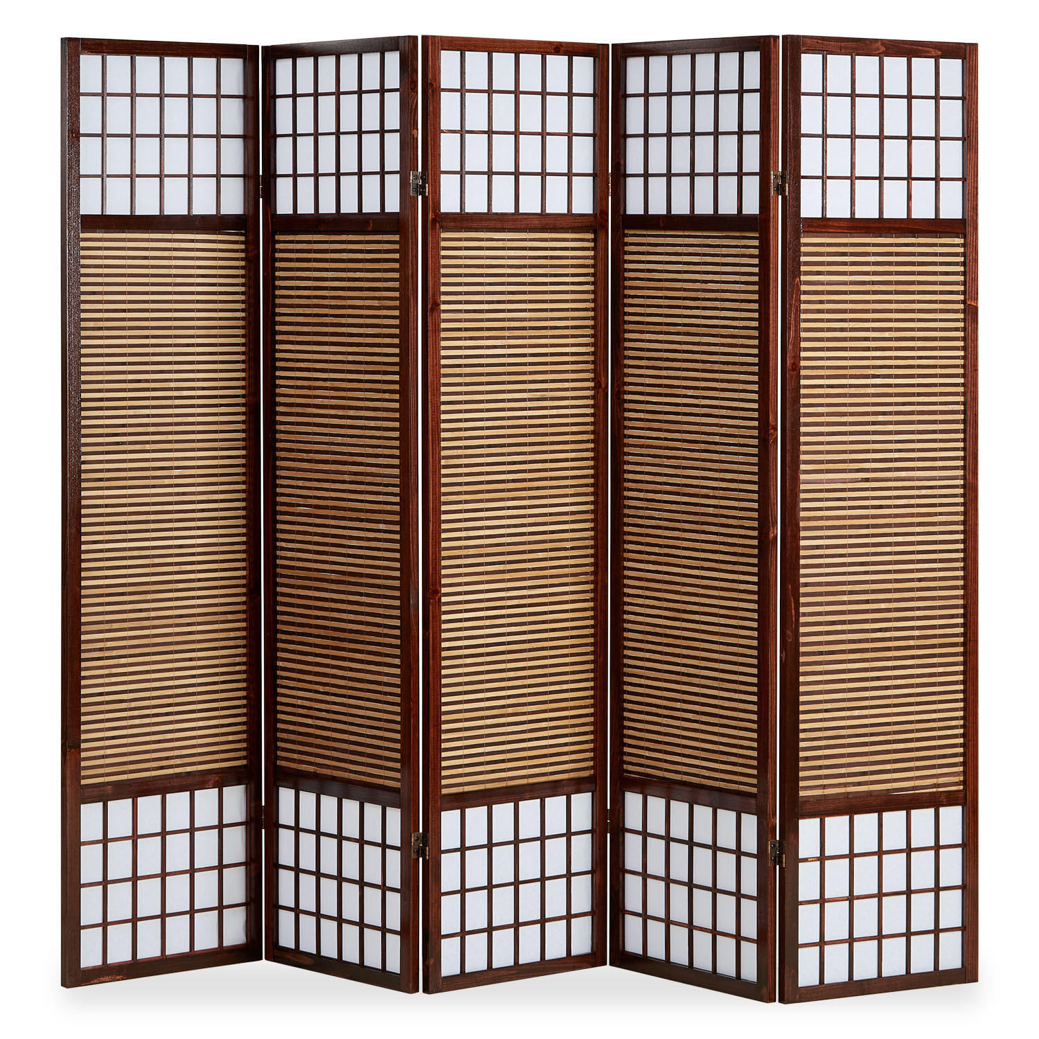 PARAVENT 5-tlg. 220/175 cm Braun Bambuslamellen - Braun, Holz (220/175/2cm) - Homestyle4u
