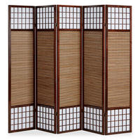 PARAVENT 5-tlg. 220/175 cm Braun Bambuslamellen - Braun, Holz (220/175/2cm) - Homestyle4u