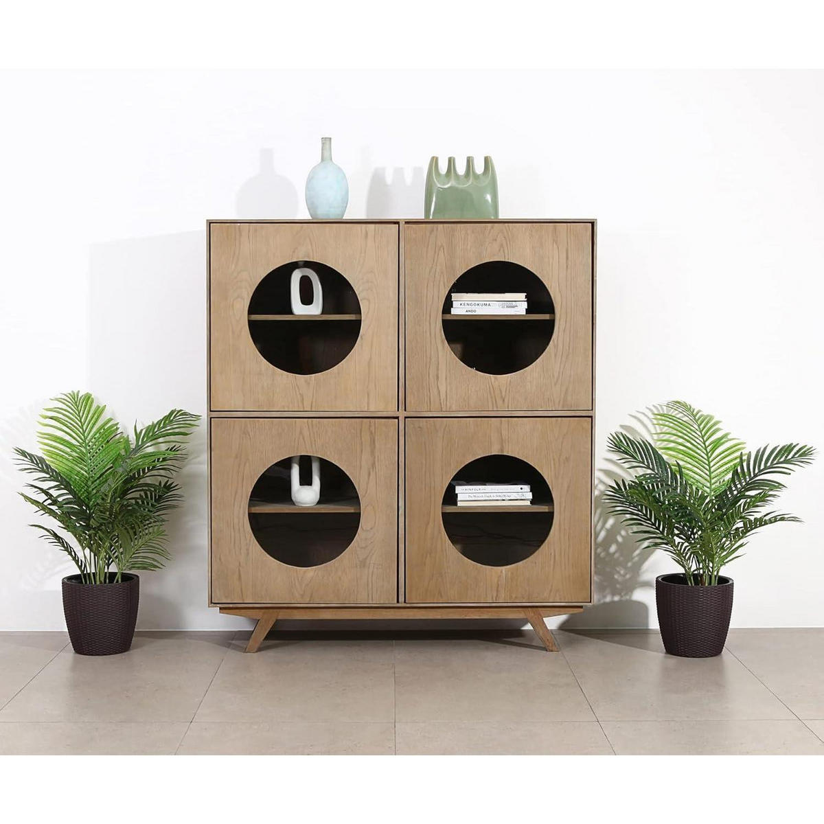 KUNSTPALME 90 cm 2-teiliges Set - Grün, Kunststoff (15.5cm)