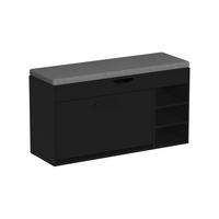 SCHUHBANK Solino Schwarz/Grau 90 x 50 cm mit Sitzfläche - Schwarz/Grau, Holzwerkstoff (90/50/30cm) - Vicco