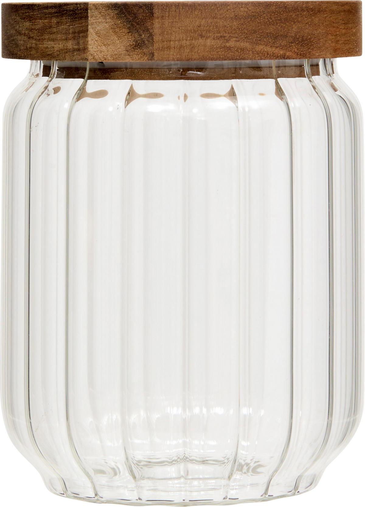 VORRATSDOSE aus Glas mit Holzdeckel Harmony 9/9/12,3 cm - Transparent, Glas (9/12.3/9cm) - 5five Simply Smart