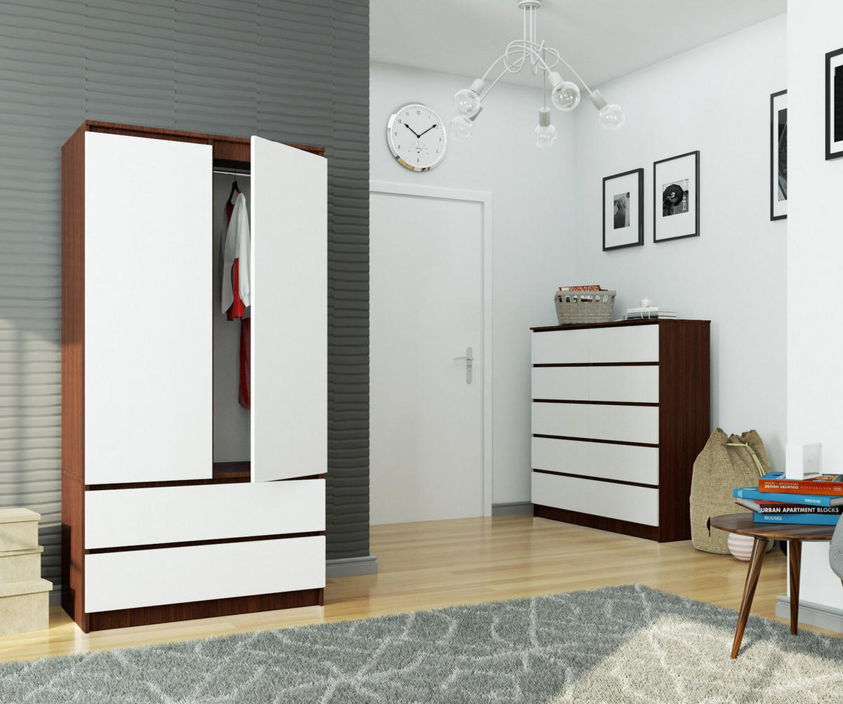 KLEIDERSCHRANK Dunkelbraun, Weiß 180/90/51 - Dunkelbraun/Weiß, Holzwerkstoff (90/180/51cm) - RAUMHIRSCH FURNITURE