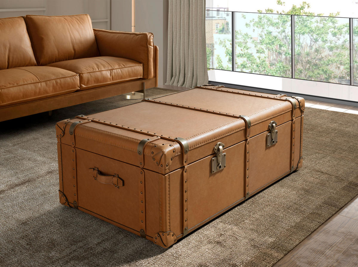 KOFFER Rechteckig Braun Gold 126/74/46 - Braun, Leder (74/126/46cm) - ANGEL CERDA