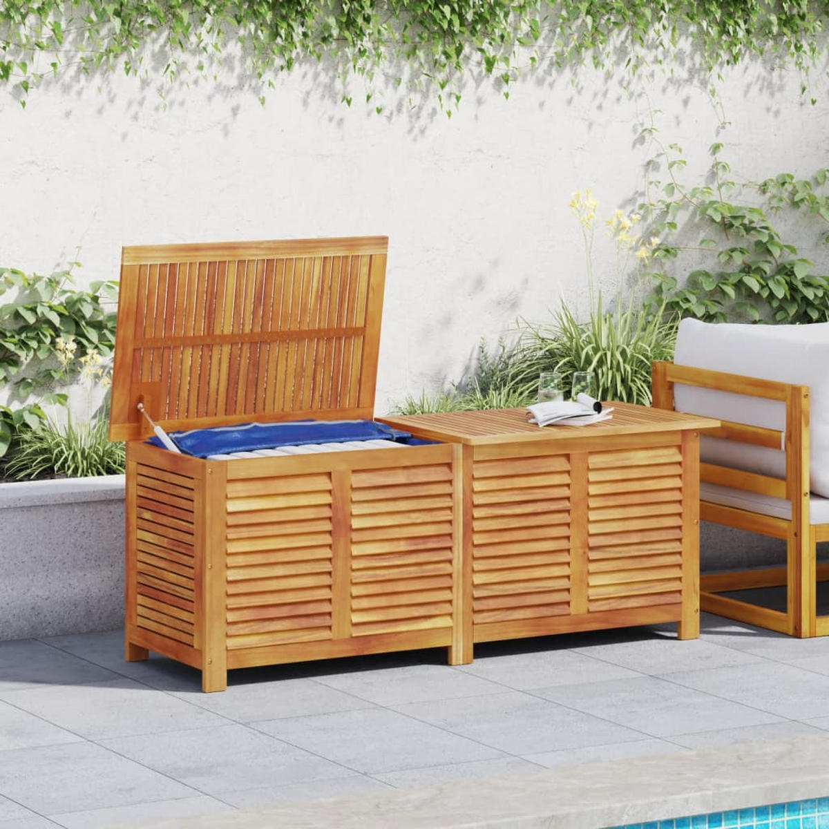 GARTENBOX mit Lüftungsschlitzen 150x50x56 cm Massivholz Akazie - Braun, Holz (50/56/150cm) - furnicato