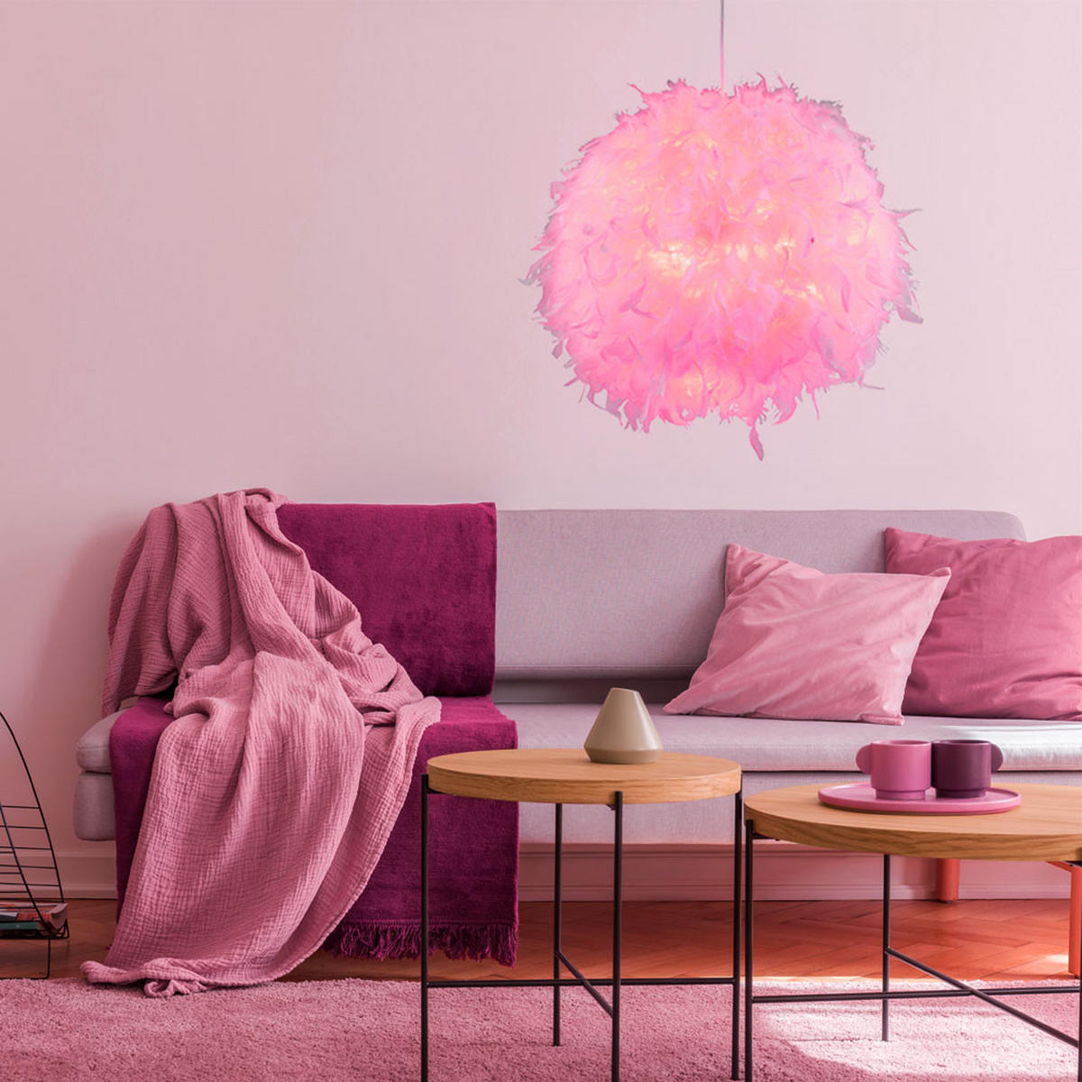 LED HÄNGELEUCHTE Metall Pink - Rosa, Metall (30/30/150cm) - Nowa
