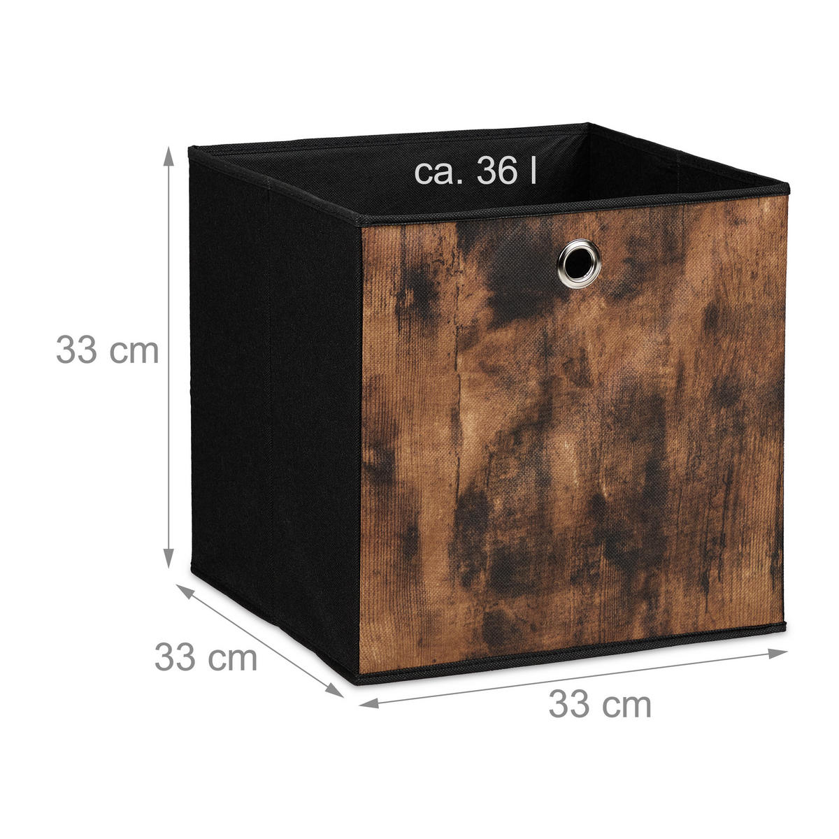 6XAUFBEWAHRUNGSBOX - Schwarz, Wellpappe/Kunststoff (33/33/33cm) - Relaxdays