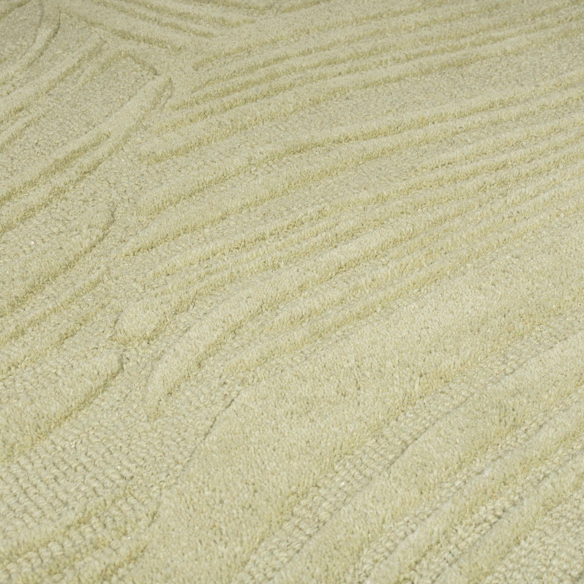 WOLLTEPPICH Blatt-Design, handgetuftet LEVEN LEE, Grün-Beige 200x290 cm - Grün, Textil (200/290cm) - KADIMA DESIGN