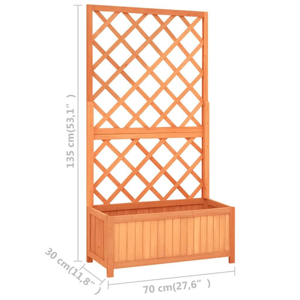 GARTEN-SPALIER Mit Blumenkasten Braun 70/30/135 Cm Tannenholz - Braun, Holz (70/135/30cm) - vidaXL