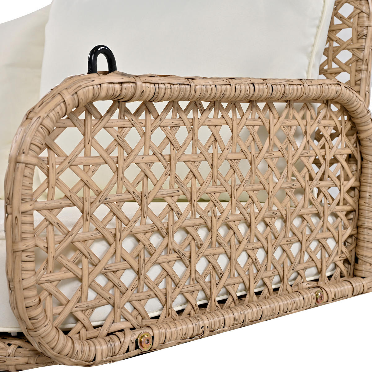 SCHAUKEL 2 Personen Beige PE-Rattan Belastbar 320 kg - Beige, Metall (56/23/113cm) - FLIEKS