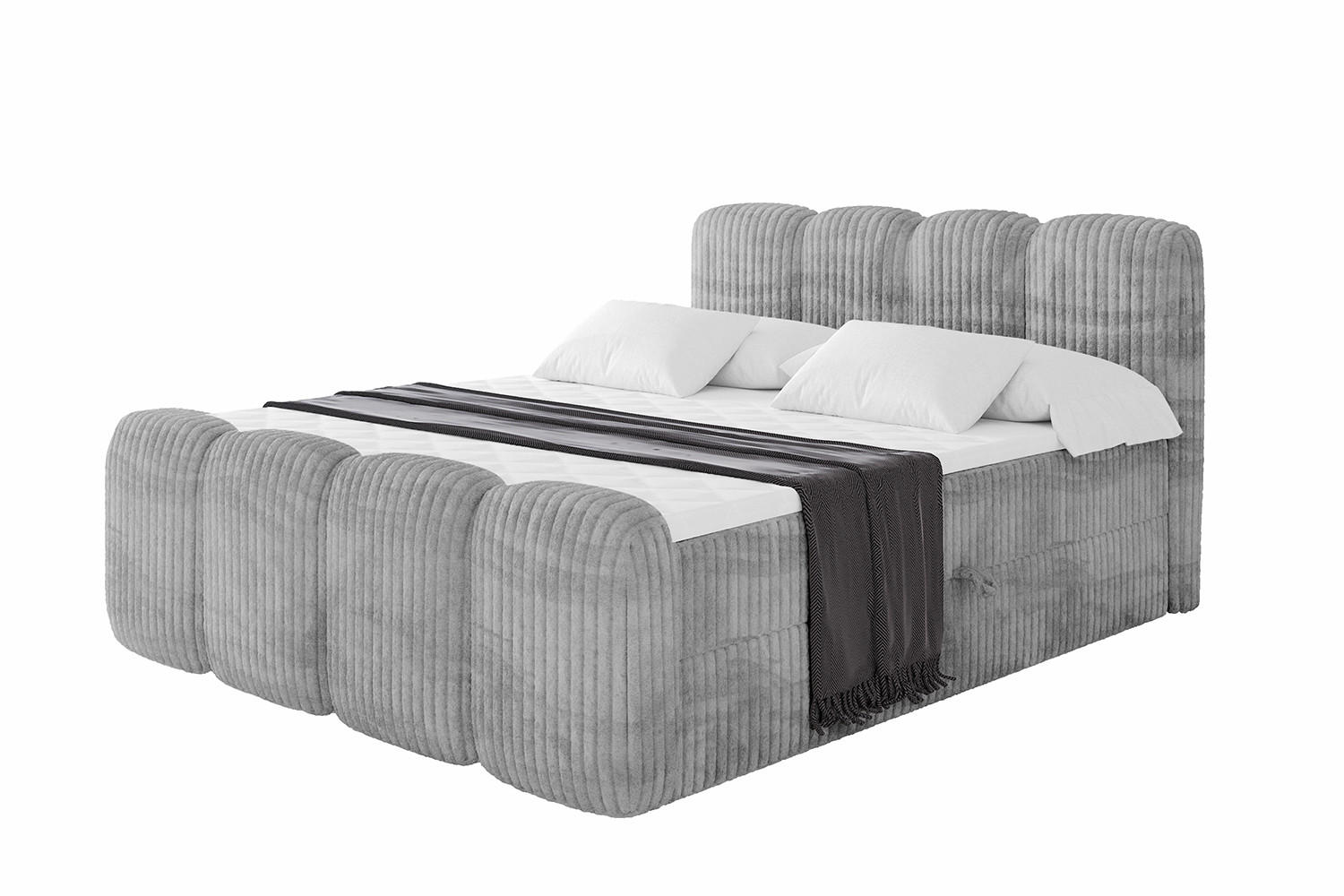 ALTDECOR AMERICKÁ postel s matrací H4 a lamelovým roštem – NINA-Z – 160 × 200 cm – světle šedá