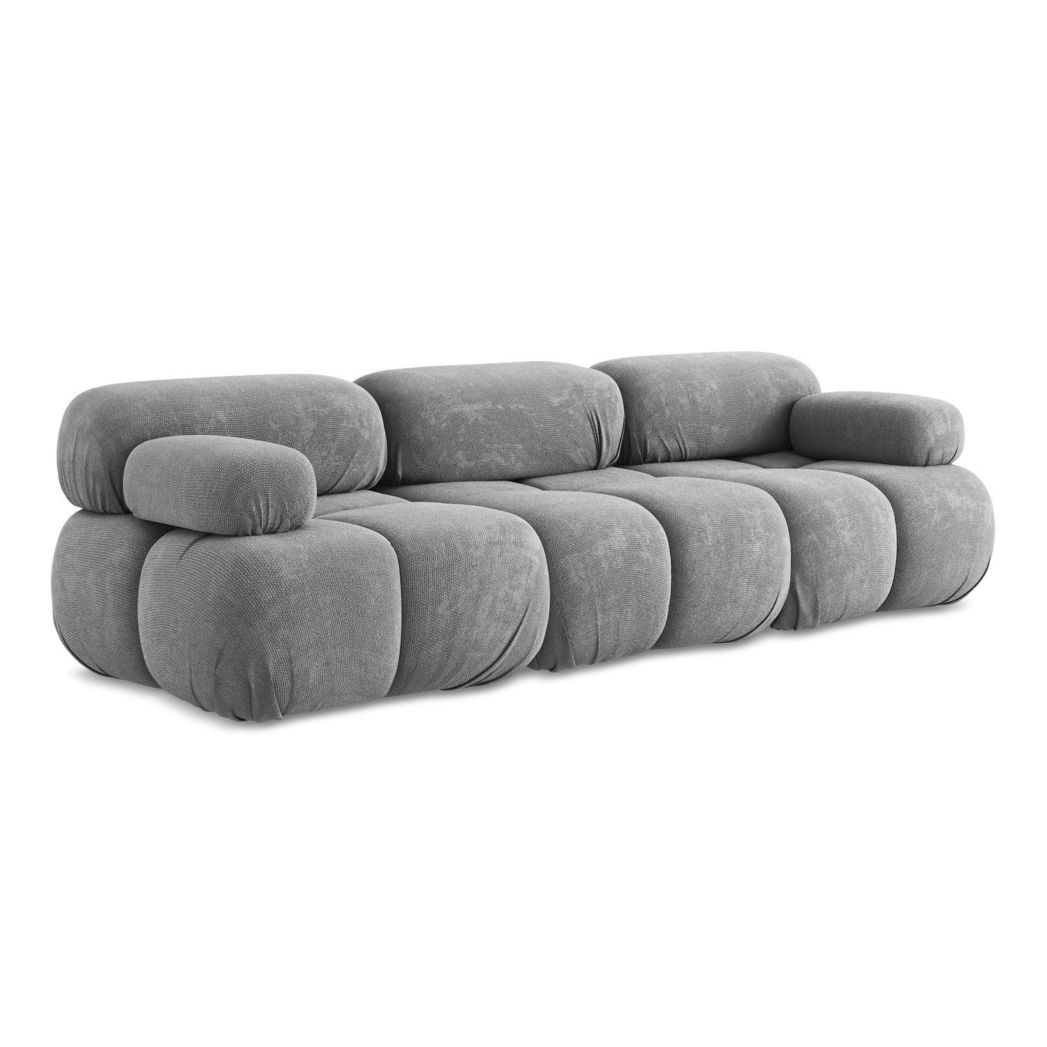 3-SITZER SOFA Chenille Stoff Grau - Blau/Schwarz, Kunststoff/Textil (285/70/96cm) - LaMiaSofa
