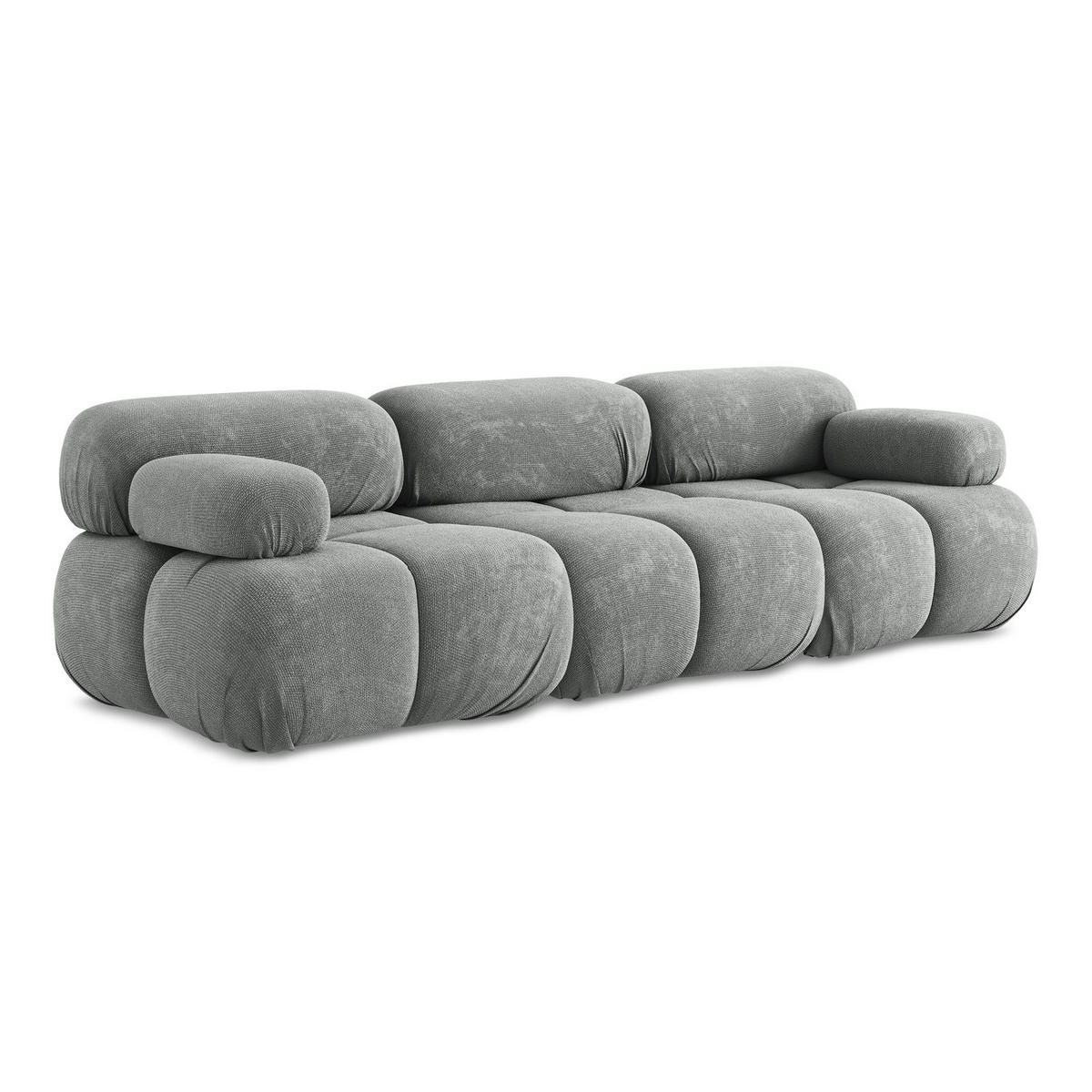 3-SITZER SOFA Chenille Stoff Grau - Blau/Schwarz, Kunststoff/Textil (285/70/96cm) - LaMiaSofa