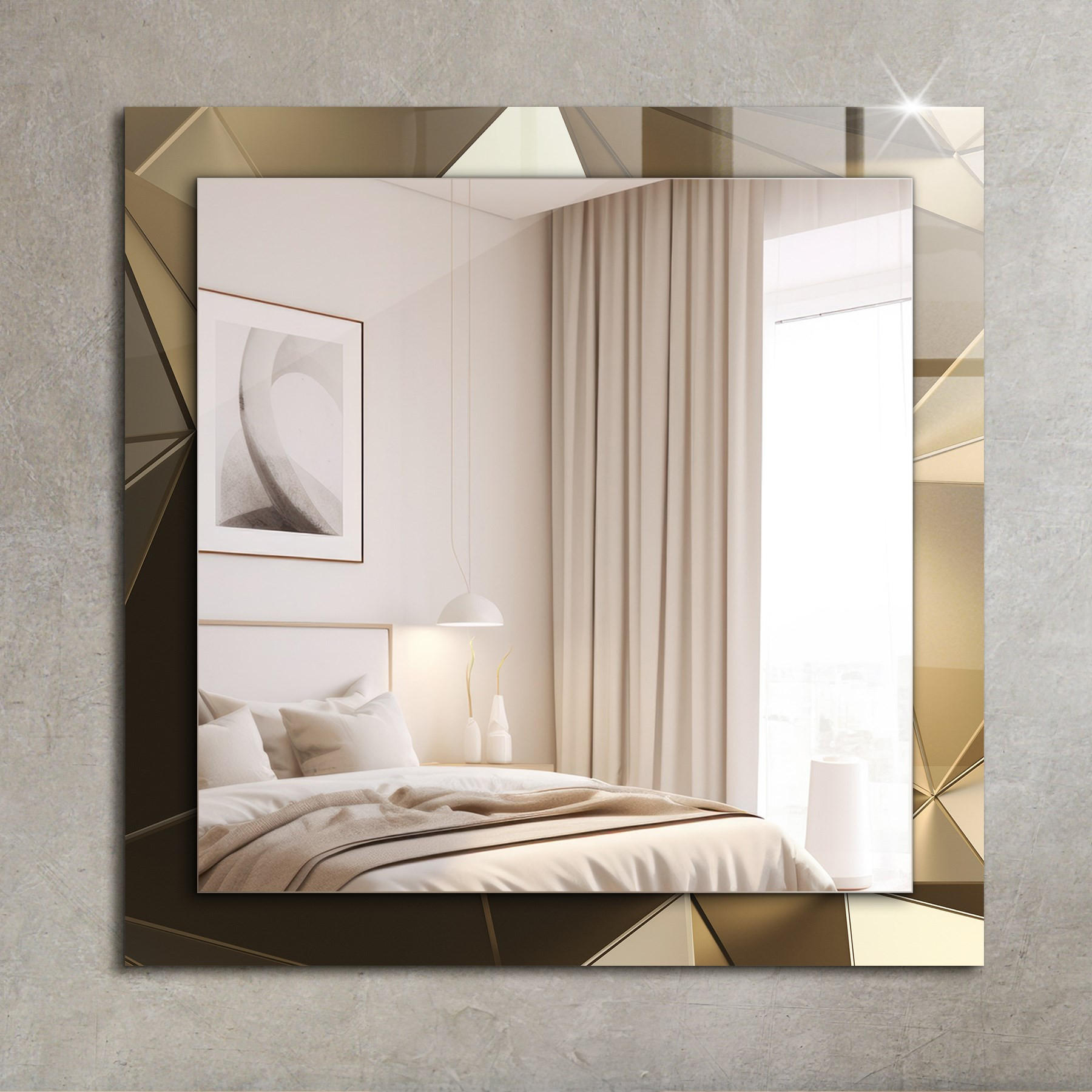 SPIEGEL 60 x 60 cm Rechteckig mit Aufdruck - Graphitfarben, Glas (60/60/0.4cm) - TULUP