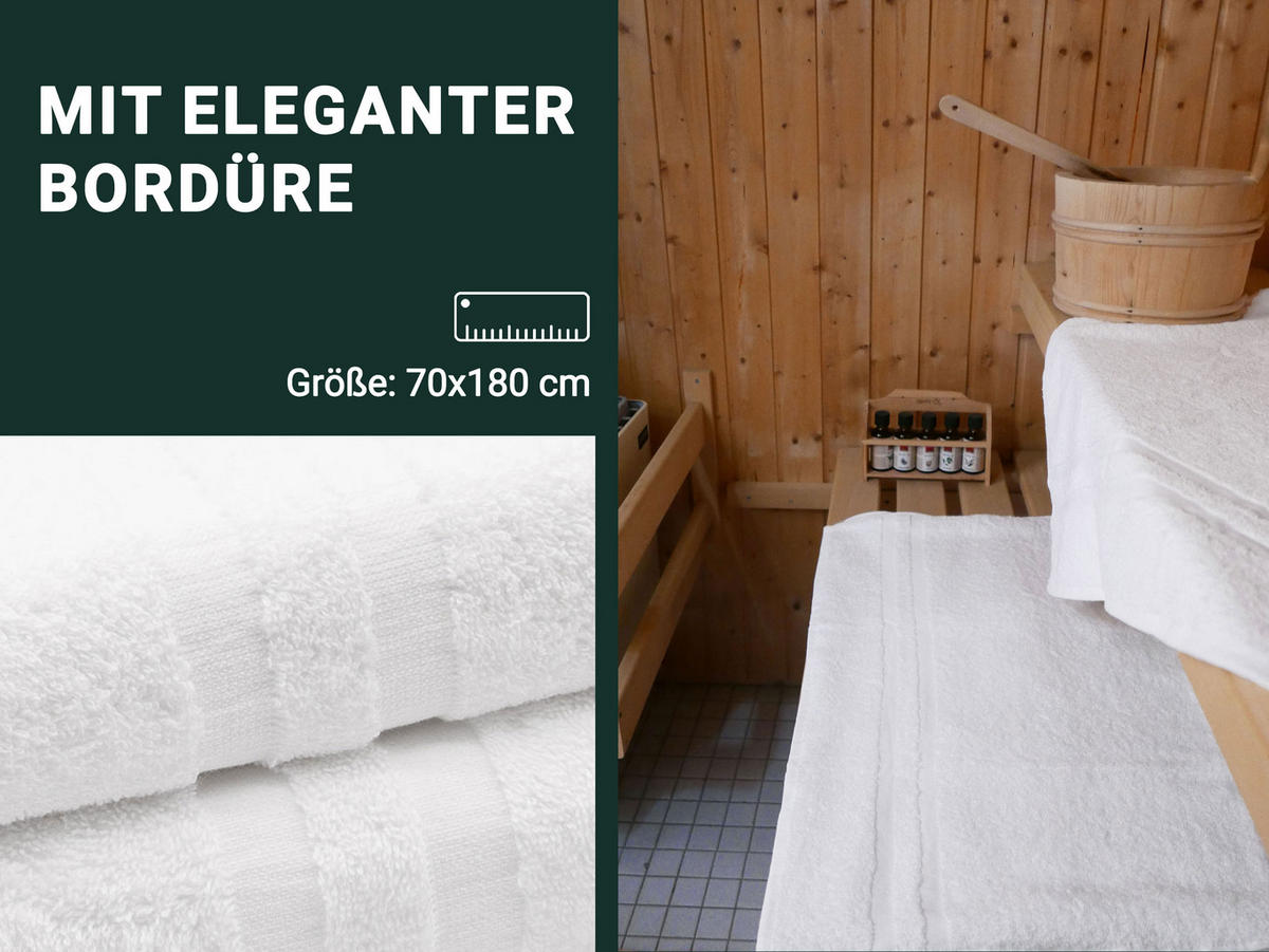 SAUNATUCH, 2er-Set, 70x180 cm, 100% Baumwolle, Weiß - Weiß, Textil (70/180cm) - Zollner