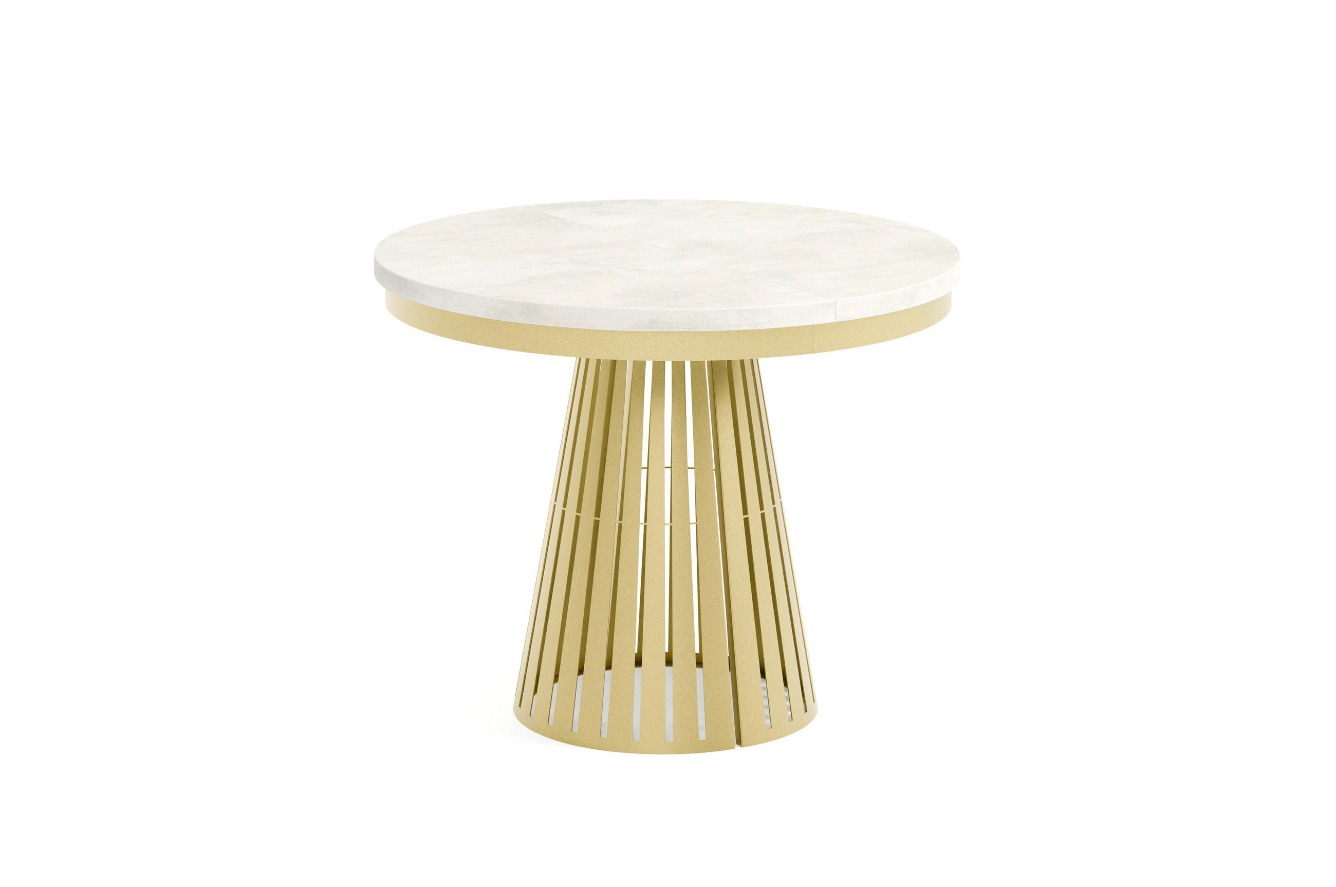 ESSTISCH Cone Bis - Goldfarben/Creme, Holzwerkstoff/Metall (100/100/76cm) - Meblini