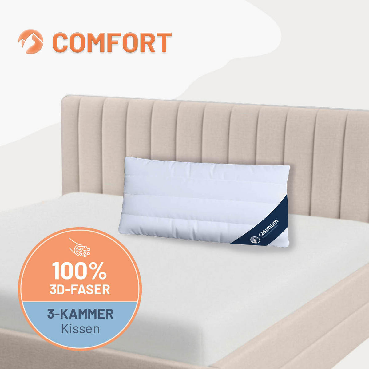 KOPFKISSEN 40x80 cm, waschbar, allergikerfreundlich - Weiß, Textil (40/80cm) - casimum