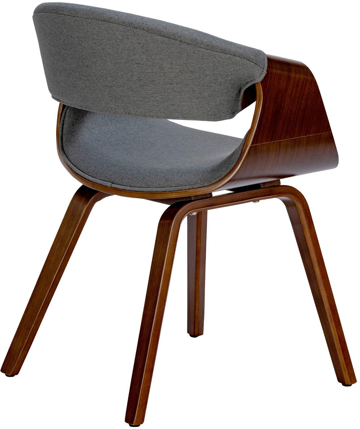 STUHL Stoff Walnuss/Grau - Walnussfarben/Grau, Holz/Textil (62/76/52cm) - CLP