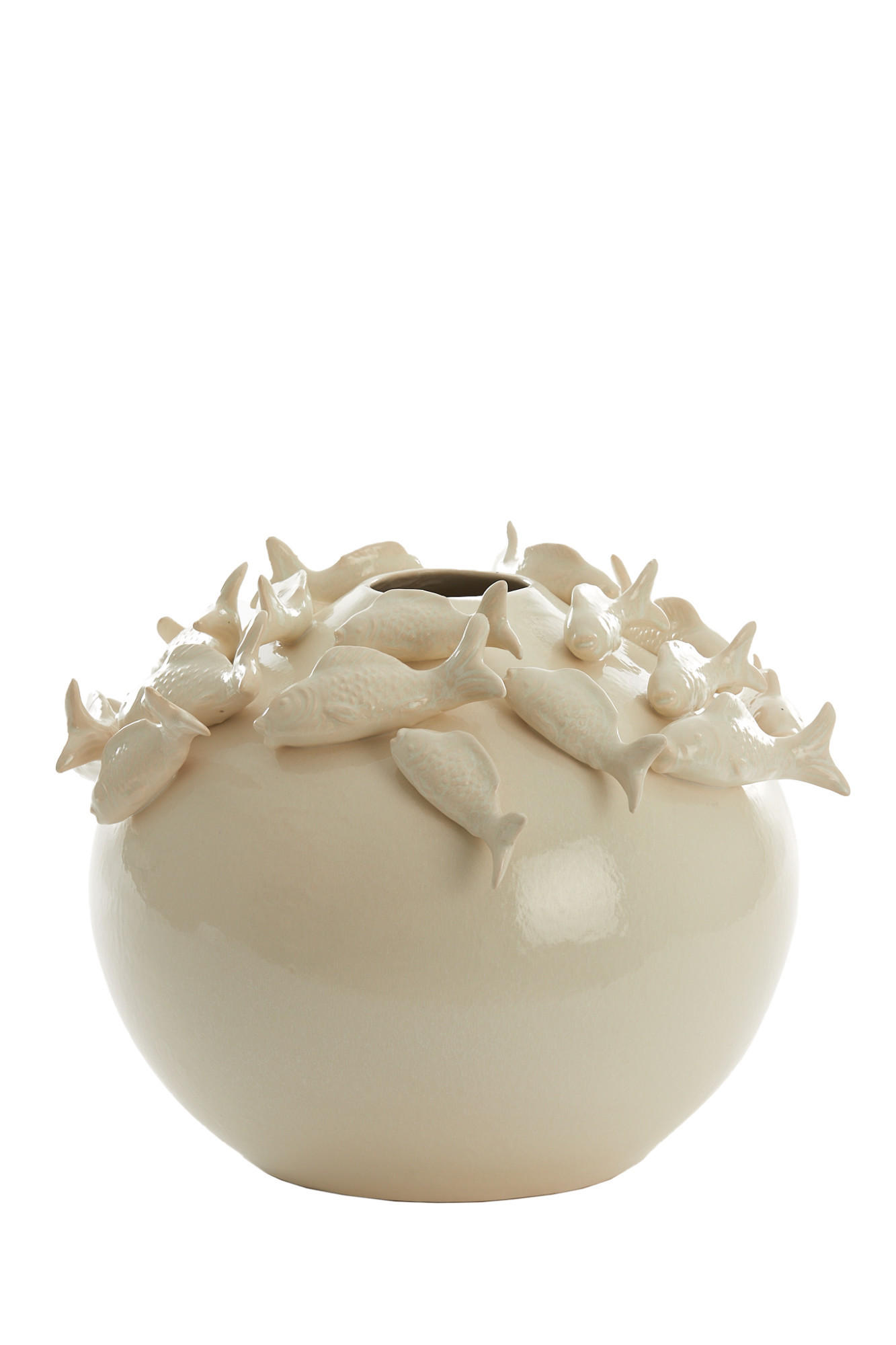 VASE Fisch Weiß Ø41,5/32 cm - Weiß, Keramik (32cm) - Light & Living