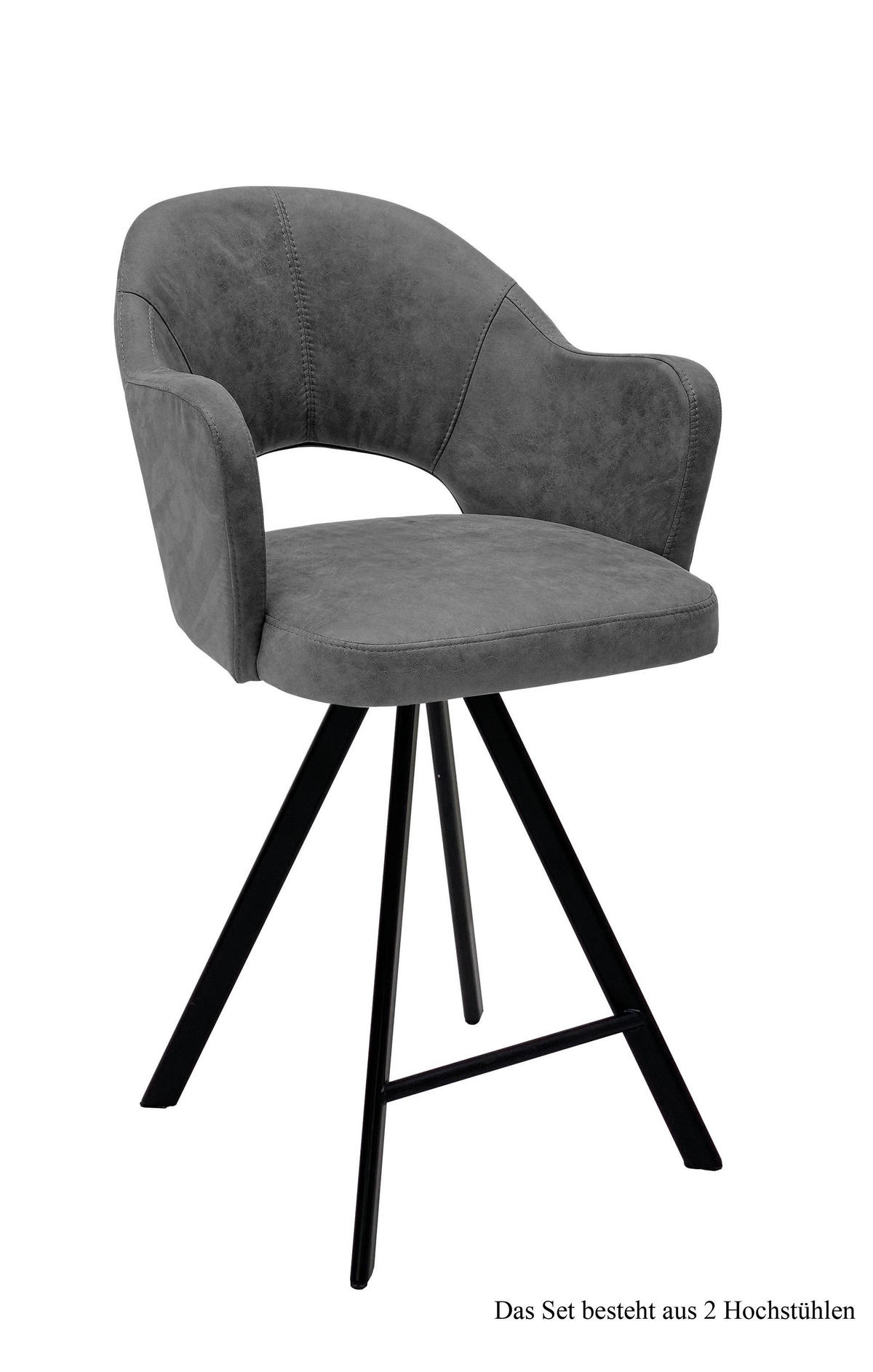 THEKENSTUHL (2er-Set) Delinda 59x104x61 Schwarz/Grau - Schwarz/Grau, Kunststoff (61/104/59cm) - 58aufmkessel