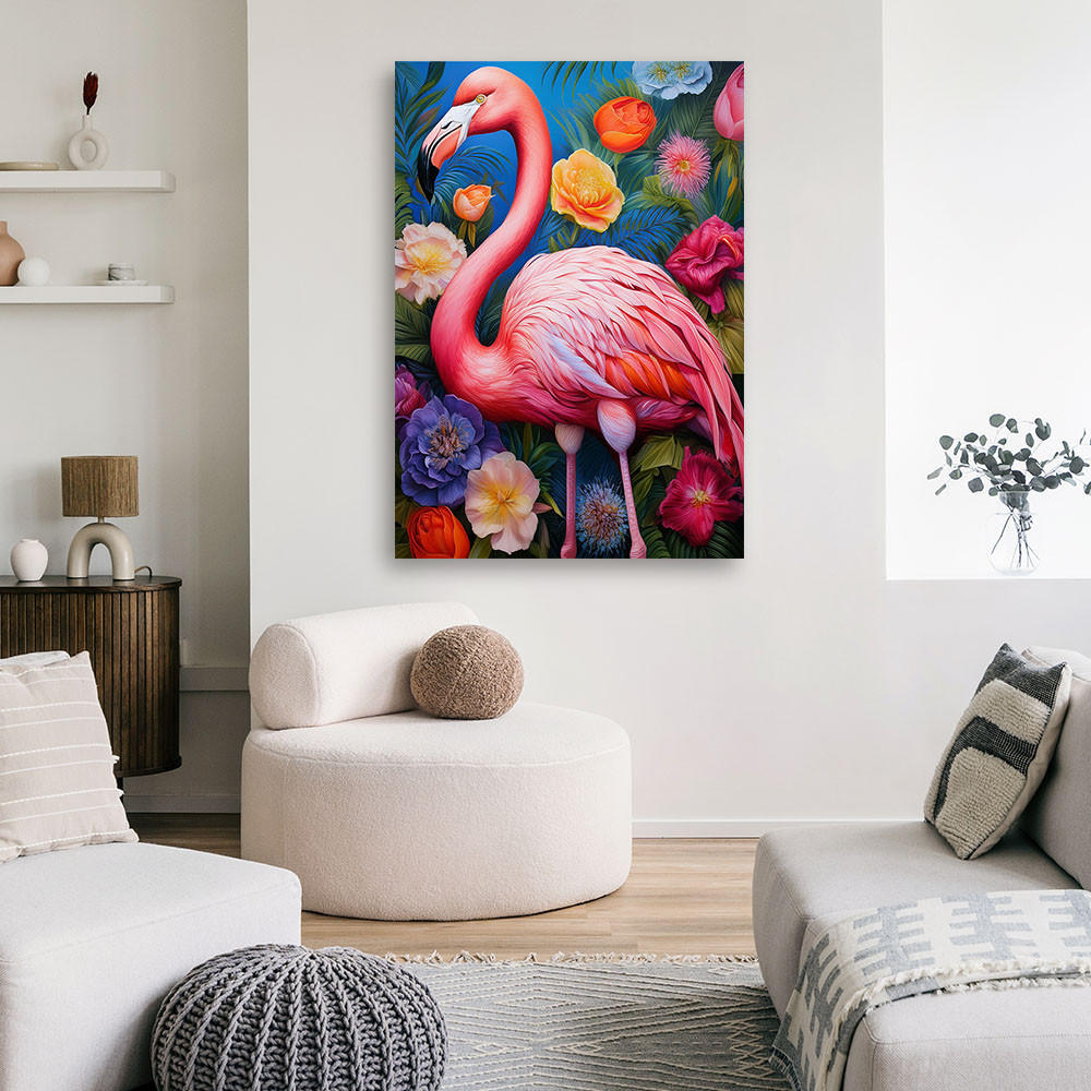 WANDBILD flamingo tierblumen - Multicolor, Textil (40/60cm) - Feeby