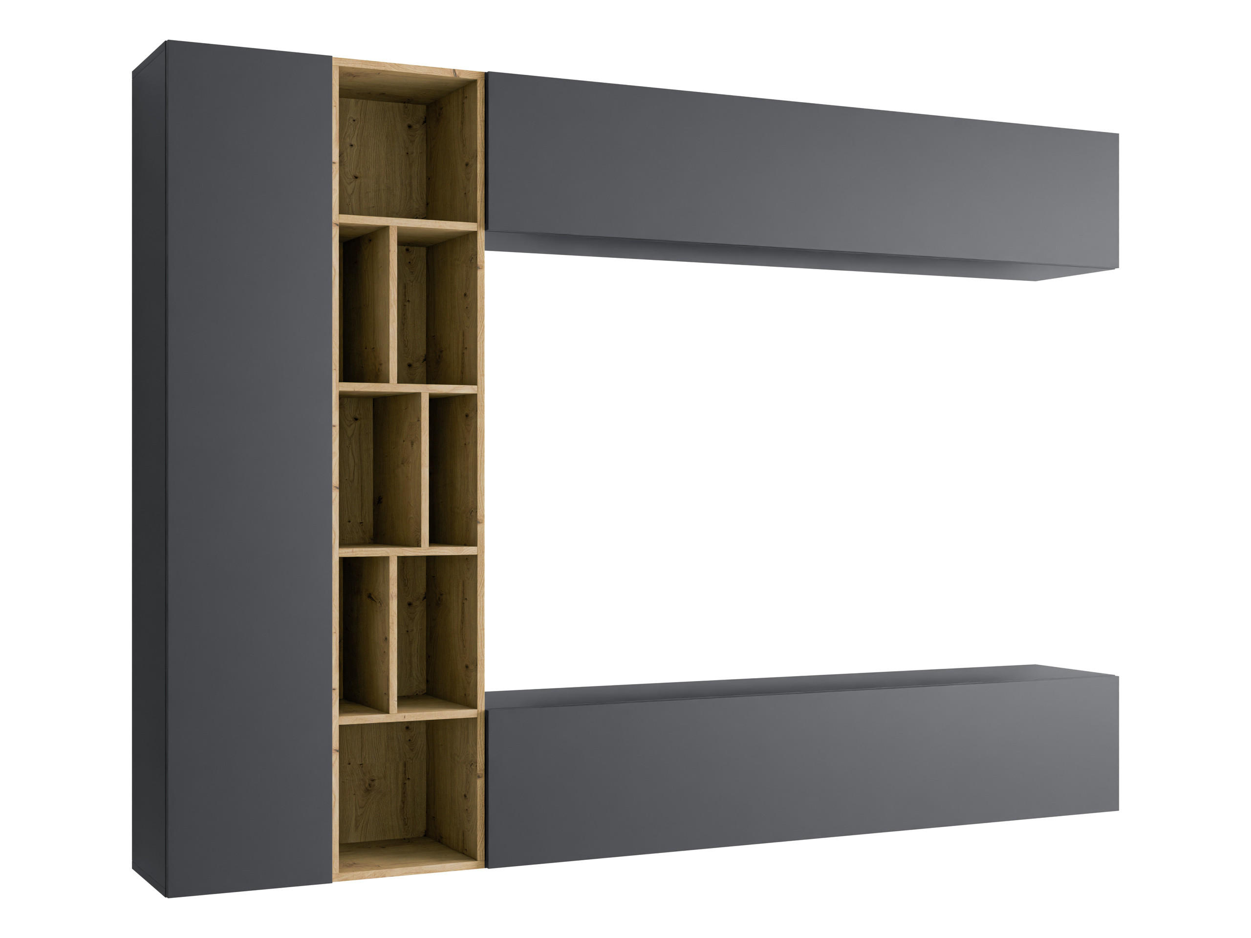 WOHNWAND Kodita - Grau, Holzwerkstoff (224/160/33cm) - MIRJAN24