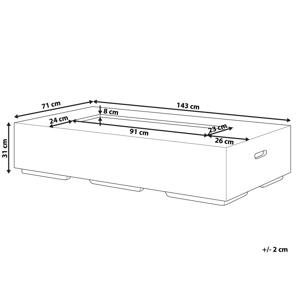 FEUERSTELLE Grau Pavo - Grau, Naturmaterialien (143/31/71cm) - Beliani