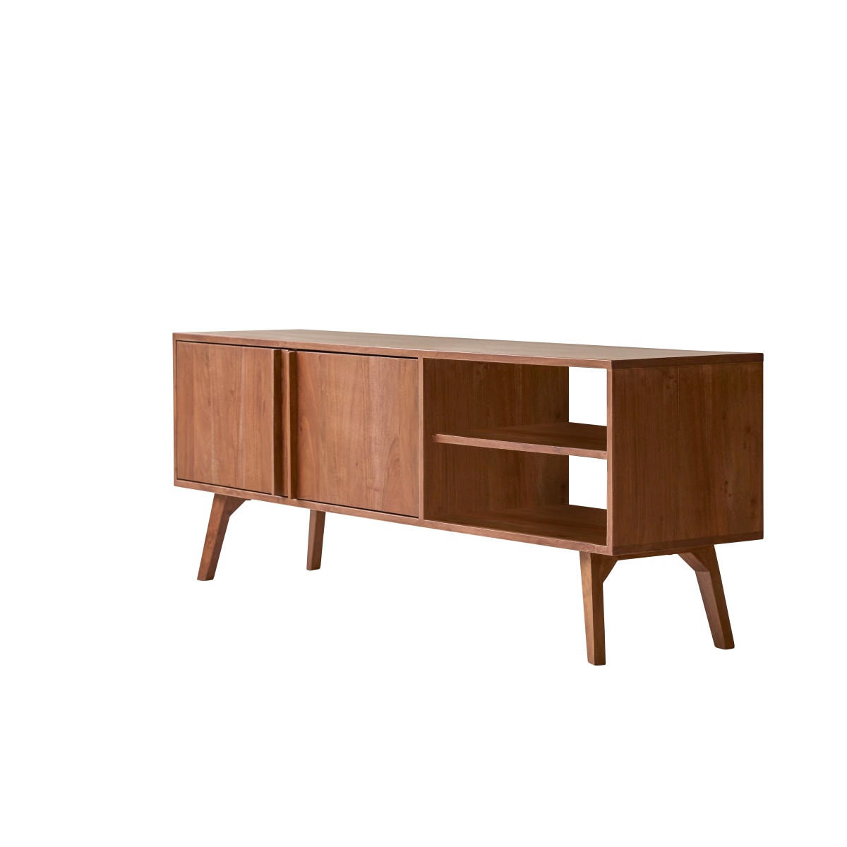 TV-SCHRANK Niels Dunkelbraun aus Akazie - Dunkelbraun, Holz (147/53/35cm) - Tikamoon