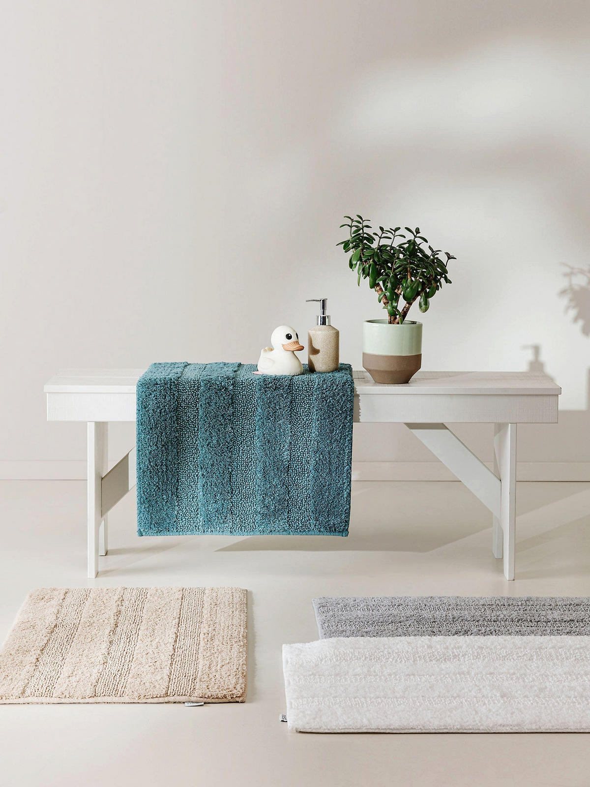 BADEMATTE Ilka Petrol 50x80 cm - Petrol, Textil (50/80cm) - benuta Nest