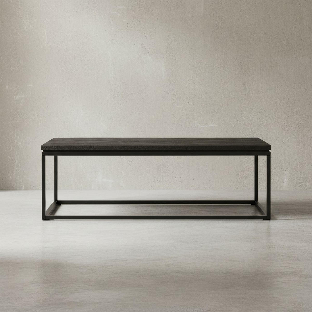 COUCHTISCH aus Mango Massivholz und Metall, Quadratisch, Natürliche Holzmaserung, Schwarz 120 x 60 x 40 cm - Schwarz, Holz/Metall (60/120/40cm) - KADIMA DESIGN