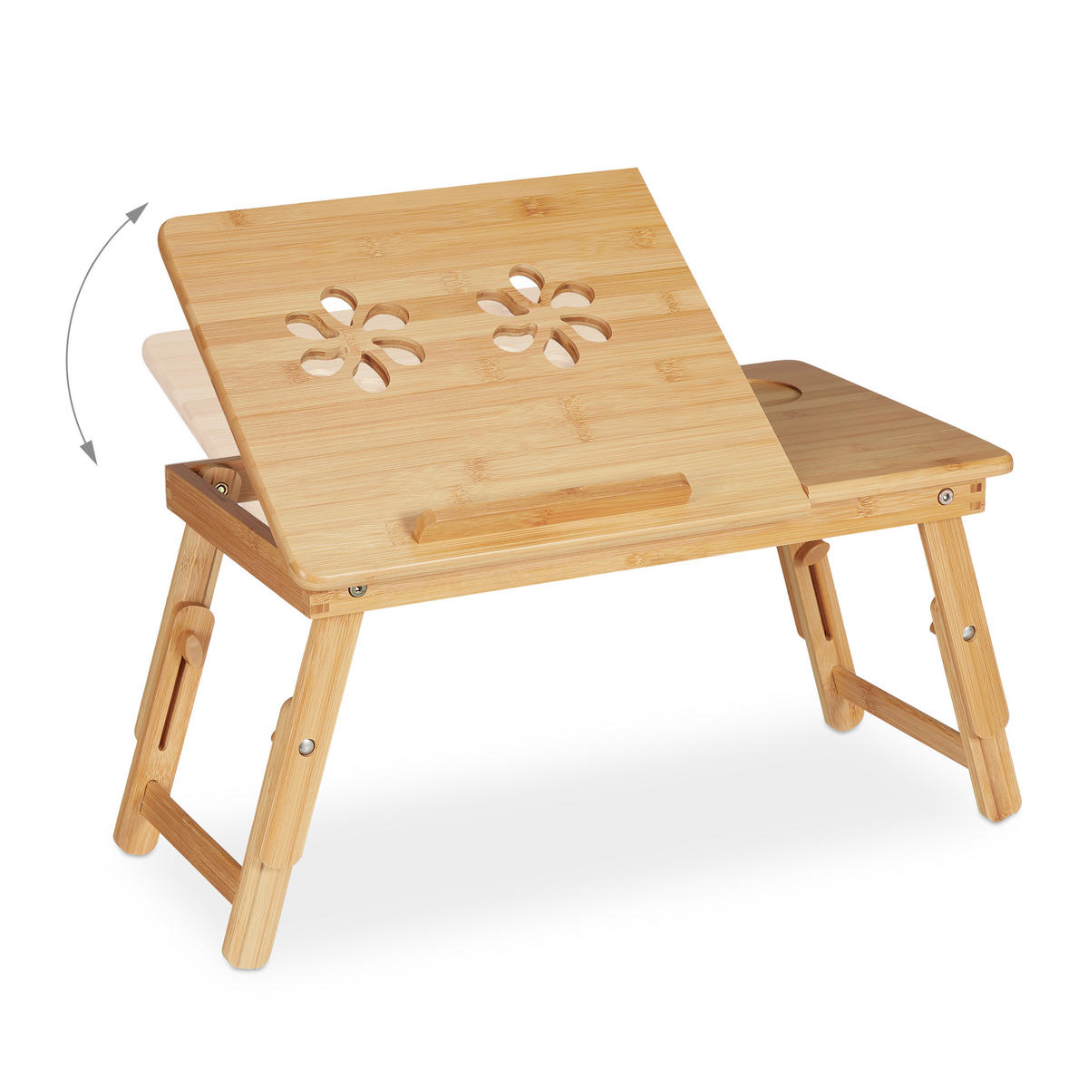 STOLÍK Prírodná bambus skladací 57x30 cm - svetlohnedá, drevo (30/57/43.5cm) - Relaxdays