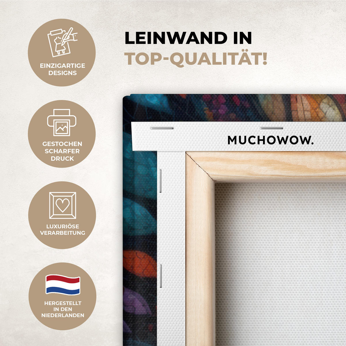 LEINWANDBILD Mosaik - Bunt - Baum - Äste Deko XXL 80x120 cm - Multicolor, Textil (80/120cm) - MuchoWow