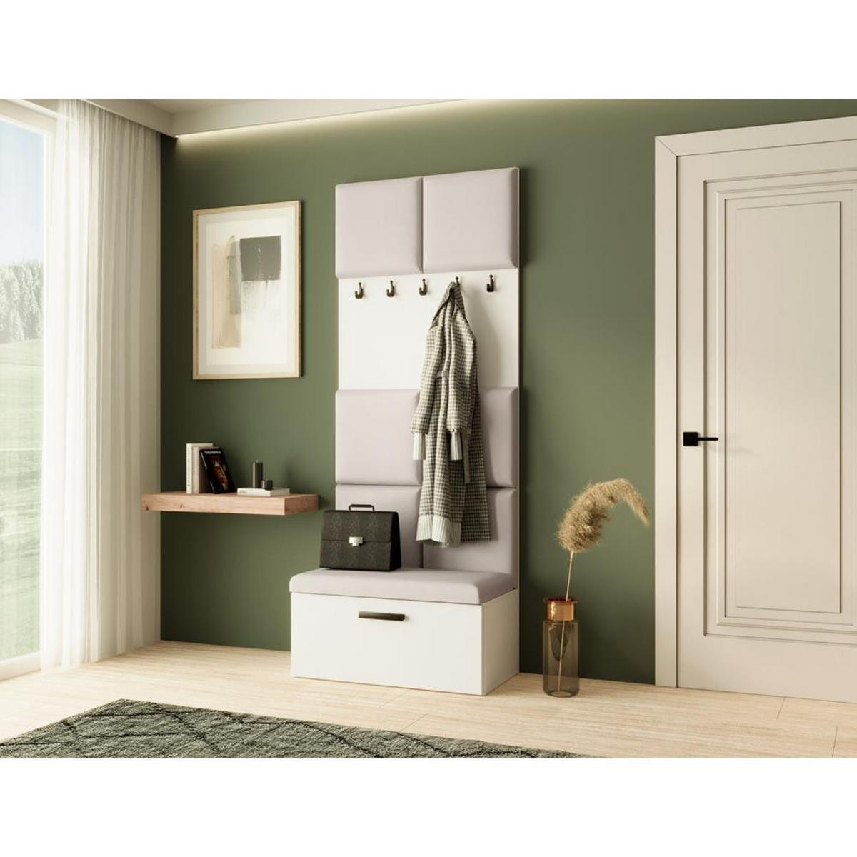 GARDEROBE Margaret I 81/203/43 gepolsterten Paneelen - Beige/Schwarz, Holzwerkstoff/Kunststoff (81/203/43cm) - Beautysofa