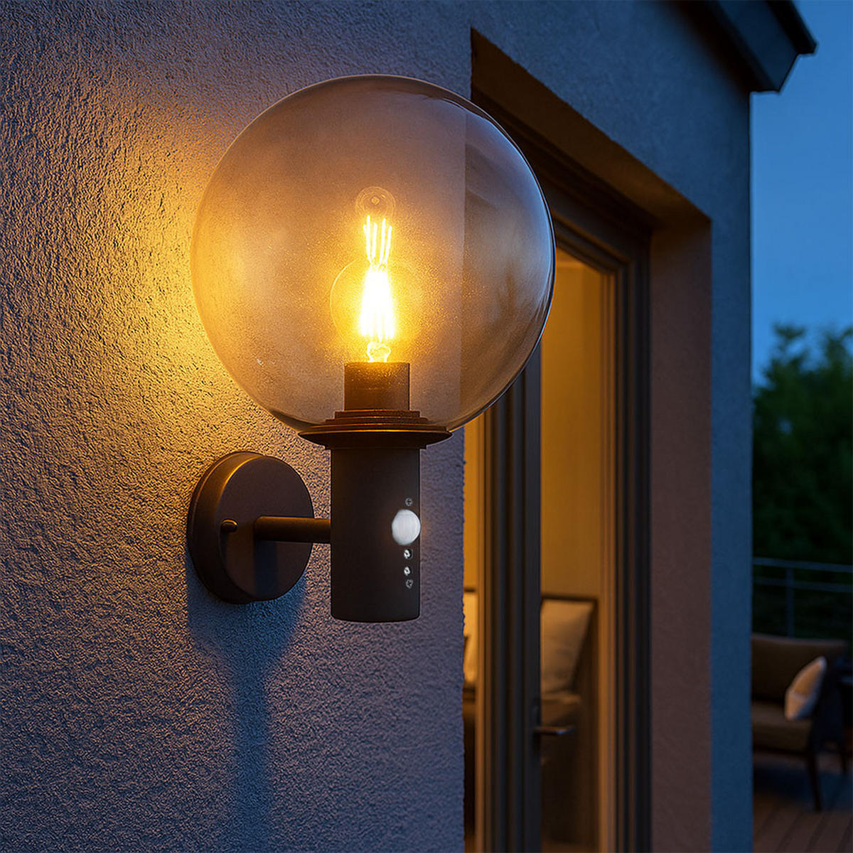 LED AUSSEN-WANDLEUCHTE Edelstahl Anthrazit - Anthrazit, Glas (25/37/26.5cm) - Globo Lighting