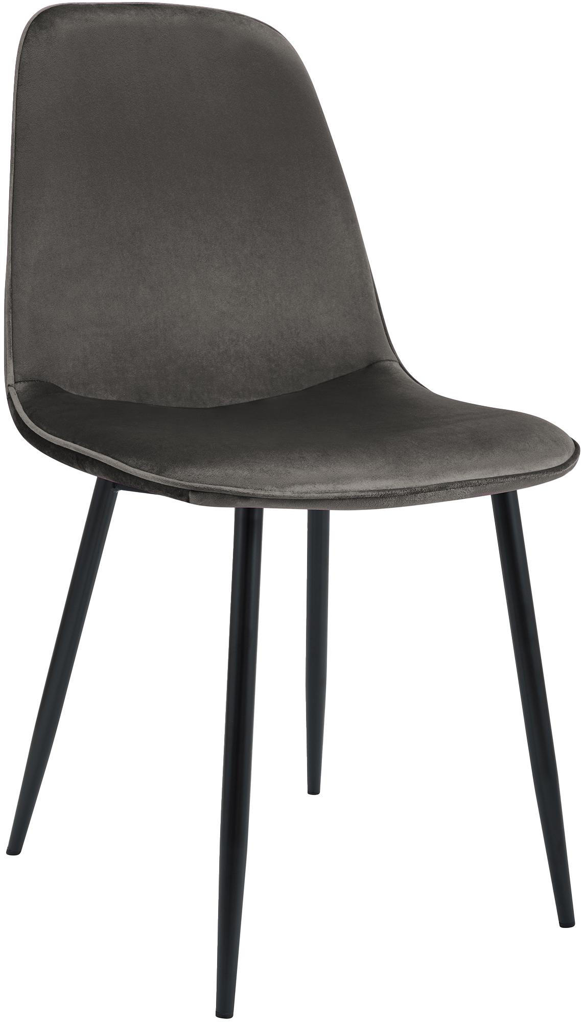 ESSZIMMERSTUHL Samt Anthrazit - Anthrazit/Schwarz, Textil/Metall (45/88/54cm) - CLP