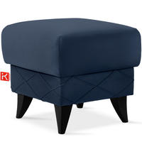 HOCKER GUSTAVO III Fußstütze, Velours, Dunkelblau - Dunkelblau, Holz/Holzwerkstoff (53/49/53cm) - KONSIMO®
