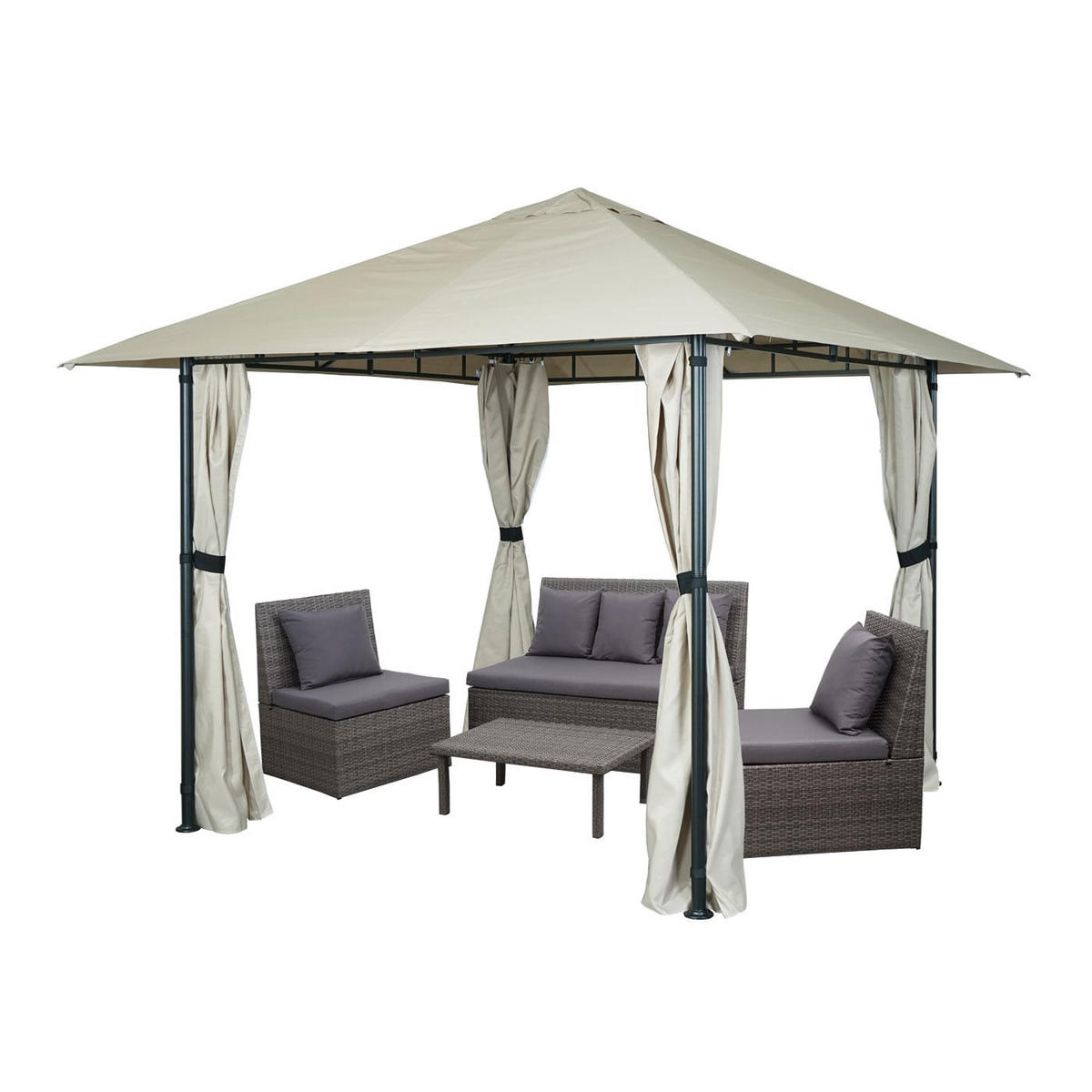 PERGOLA 255x300x300cm Seitenwand Creme-Beige - Creme, Metall (300/255/300cm) - BERLINLODGE