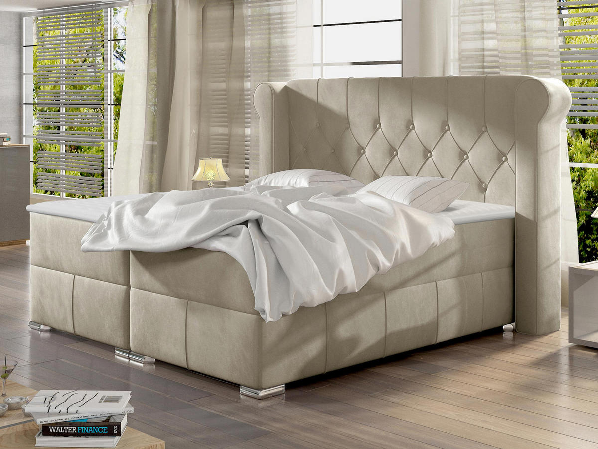 BOXBETT Massimo - Creme, Holz (140/200cm) - MIRJAN24